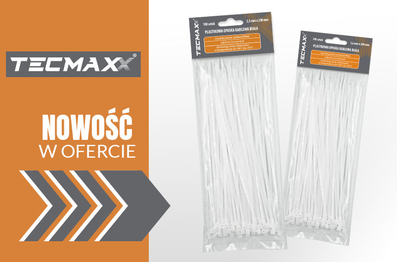 TECMAXX plastikowe opaski kablowe białe